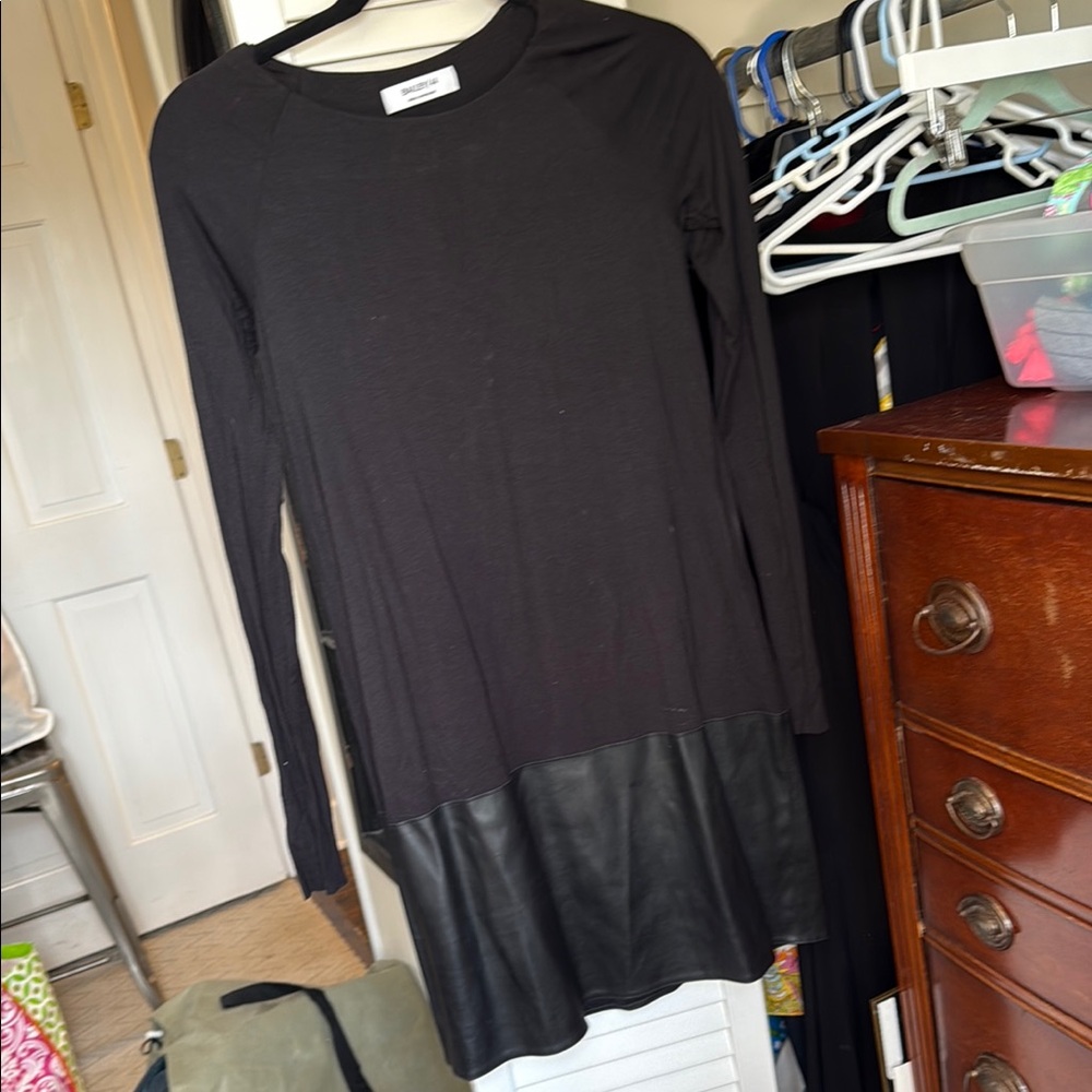 Bailey 44 Black Dress with Leather Detail